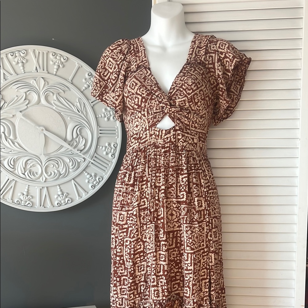 Boho Brown Patterned Dress